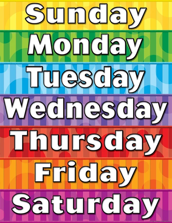 DAYS OF THE WEEK CHART