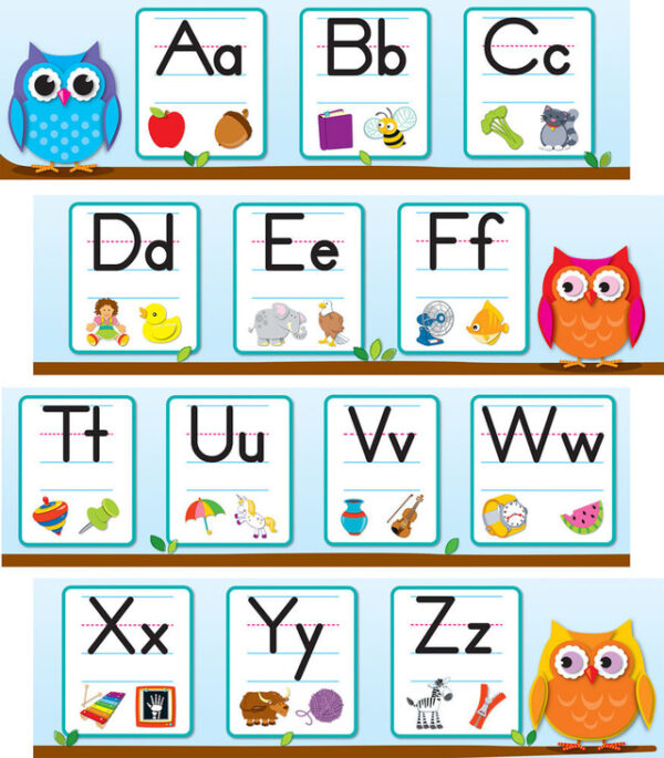 Colorful Owls Alphabet Mini Bulletin
