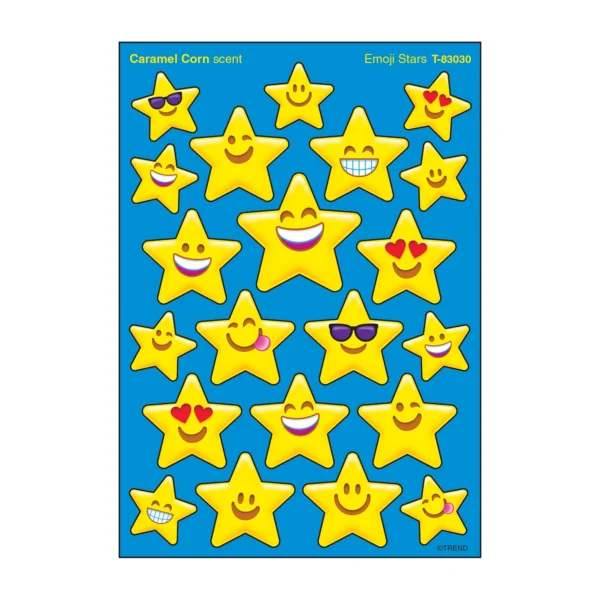 Emoji Stars, Caramel Corn scent Scratch 'n Sniff Stinky Stickers