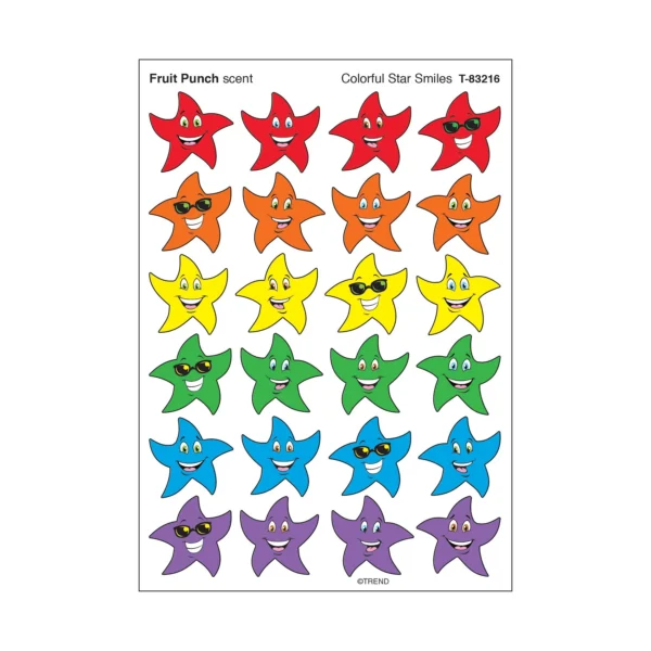 Colorful Star Smiles, Fruit Punch scent Scratch 'n Sniff Stinky Stickers